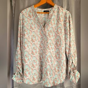 The Limited Women's Paisley Blouse in Blue and Orange.  Size Medium, EUC
